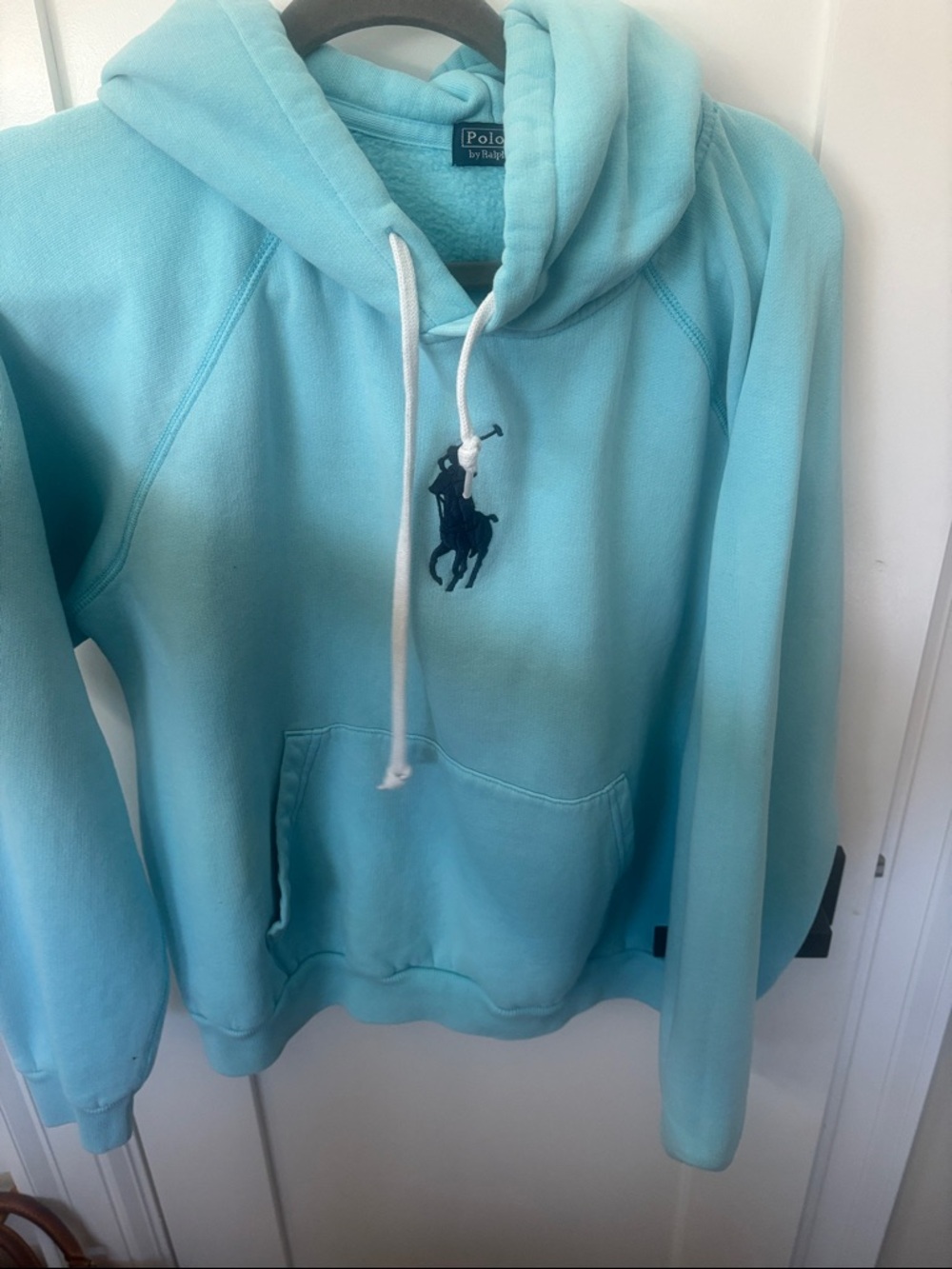 Polo by Ralph Lauren Light Aqua Pullover Hoodie with Navy Pony